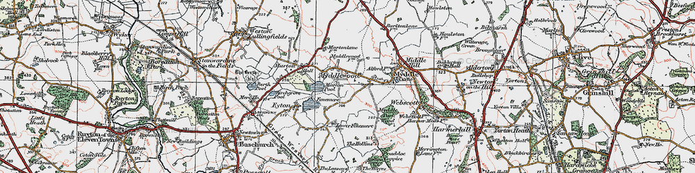 Old map of Leasows, The in 1921