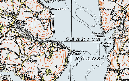 Old map of Mylor Churchtown in 1919