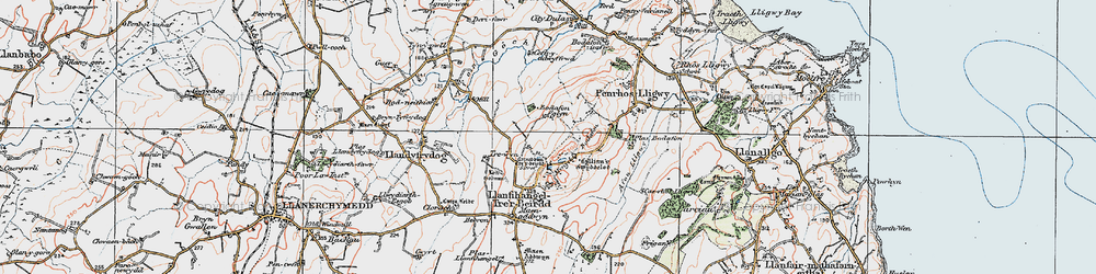 Old map of Afon Lligwy in 1922