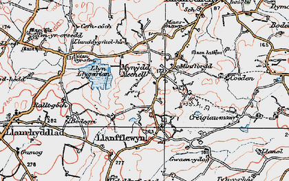 Old map of Mynydd Mechell in 1922