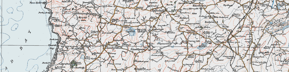 Old map of Mynydd Mechell in 1922