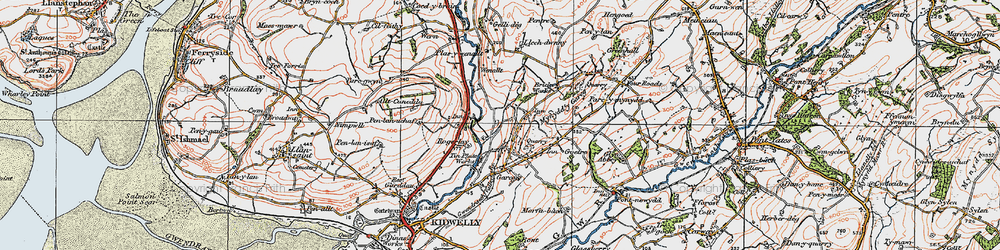 Old map of Mynyddygarreg in 1923