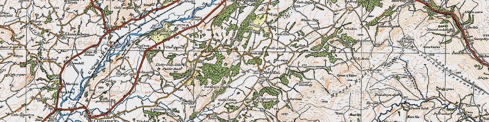 Old map of Afon Ydw in 1923