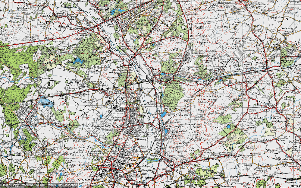 Old Map of Historic Map covering Basingstoke Canal in 1919