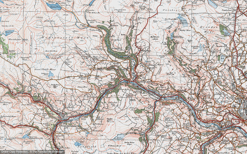 Old Map of Historic Map covering Horsehold in 1925