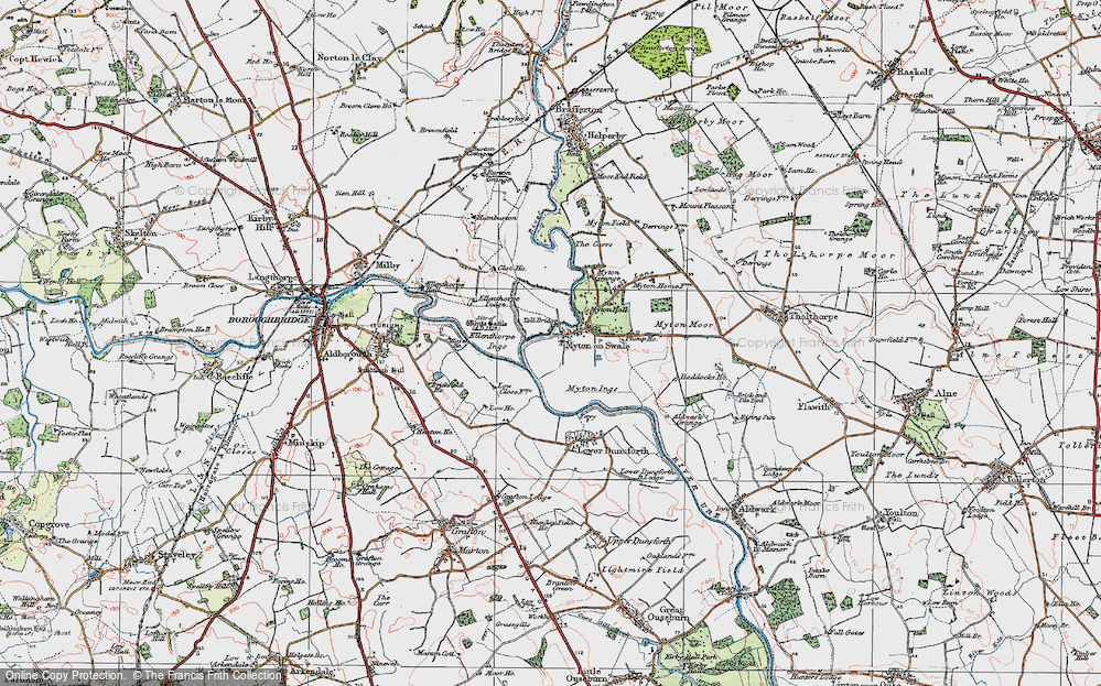 Old Map of Myton-on-Swale, 1925 in 1925