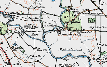 Old map of Myton-on-Swale in 1925