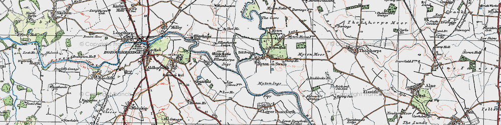 Old map of Myton-on-Swale in 1925