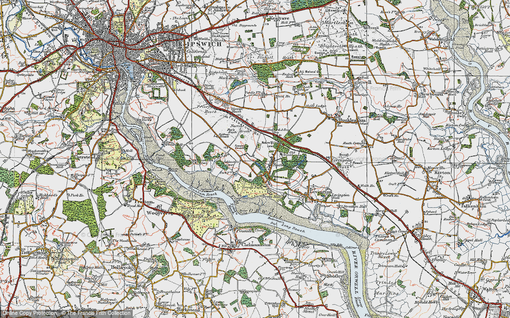 Old Map of Nacton, 1921 in 1921