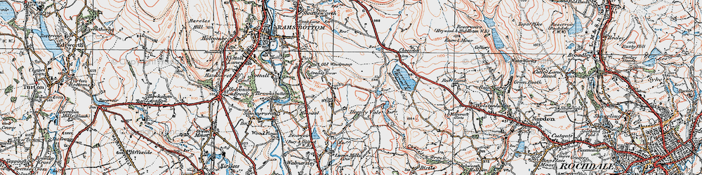 Old map of Ashworth Moor Resr in 1924