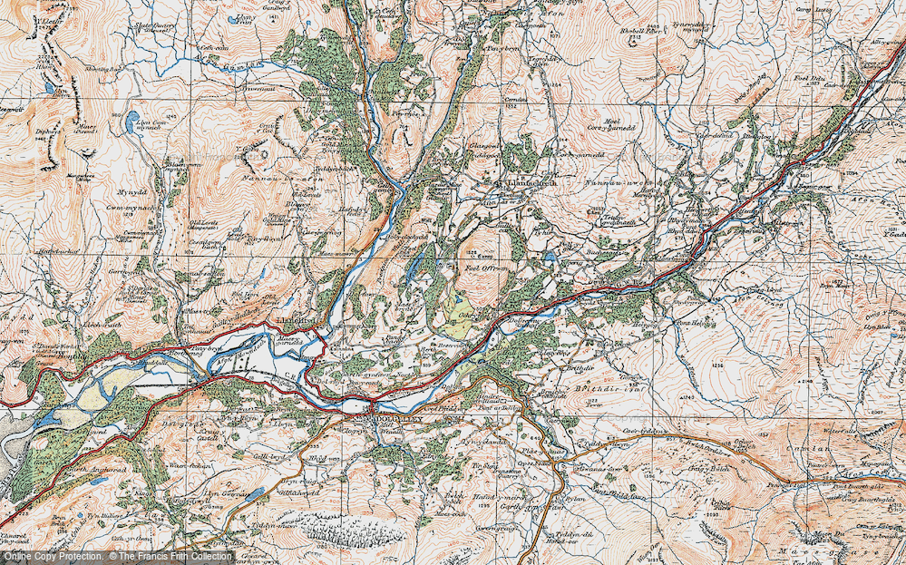 Old Map of Historic Map covering Ochr y Foel in 1921