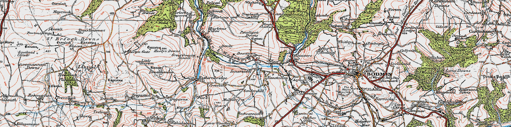 Old map of Boscarne in 1919