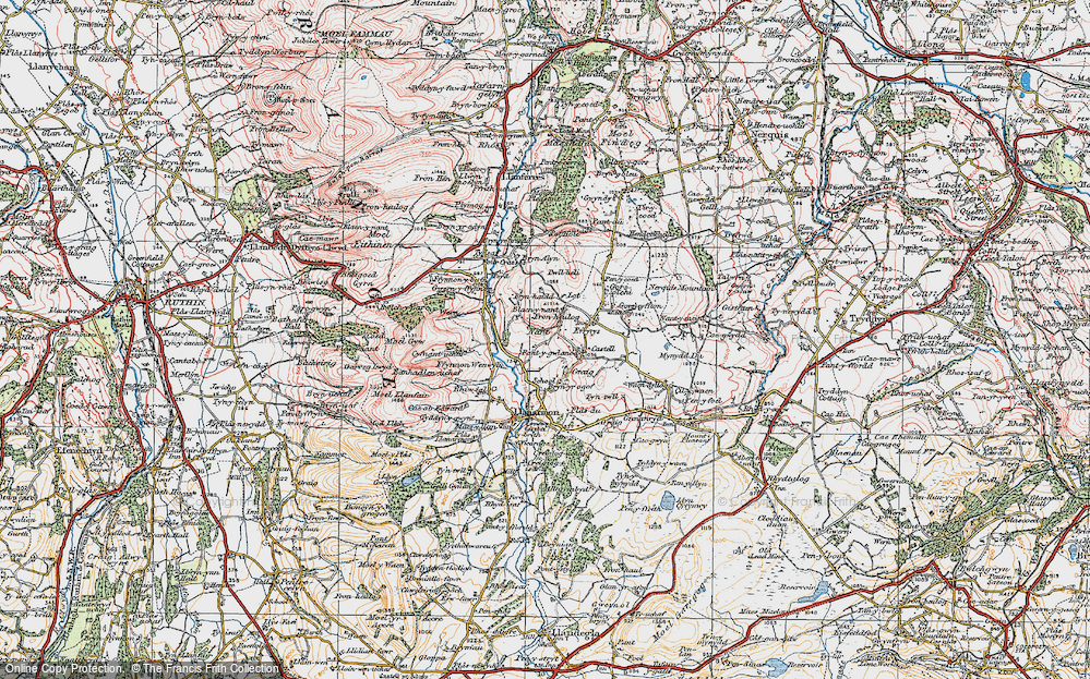 Old Map of Historic Map covering Bryn-haidd in 1924