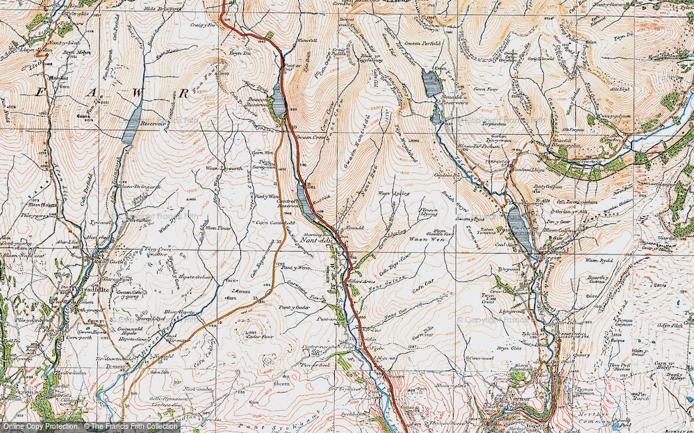 Old Map of Historic Map covering Taf Fechan in 1923