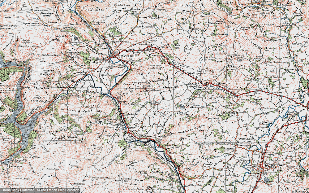 Old Map of Historic Map covering Yr Hysfa in 1923