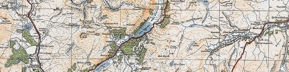 Old map of Afon Cors-y-celyn in 1922