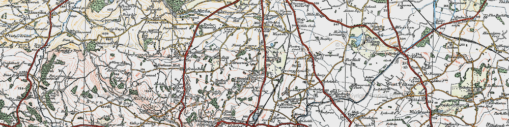 Old map of Nant y Caws in 1921