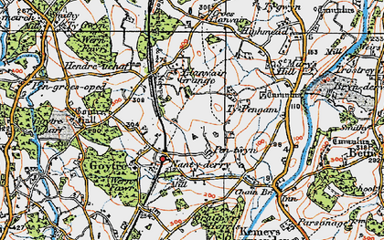 Old map of Nant-y-derry in 1919