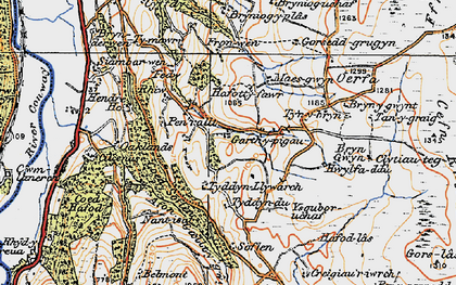 Old map of Bryn Beddau in 1922