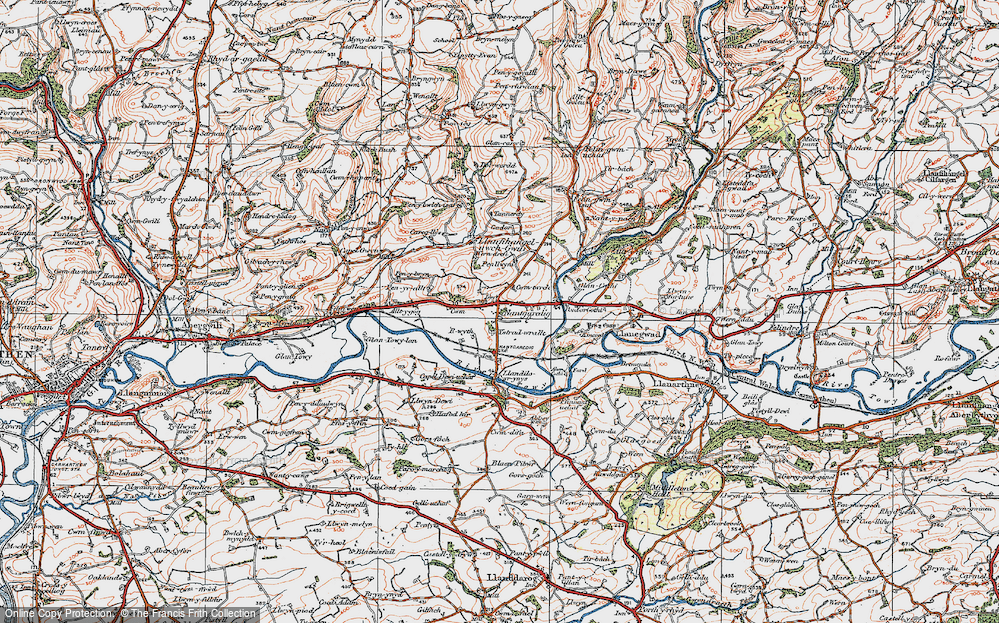 Old Map of Nantgaredig, 1923 in 1923