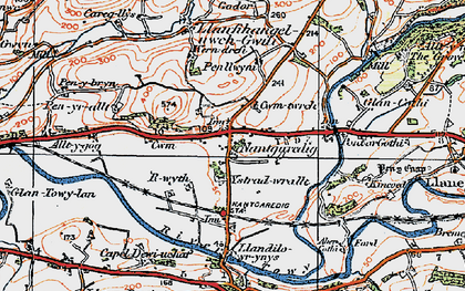 Old map of Nantgaredig in 1923