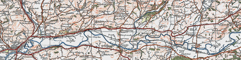 Old map of Nantgaredig in 1923