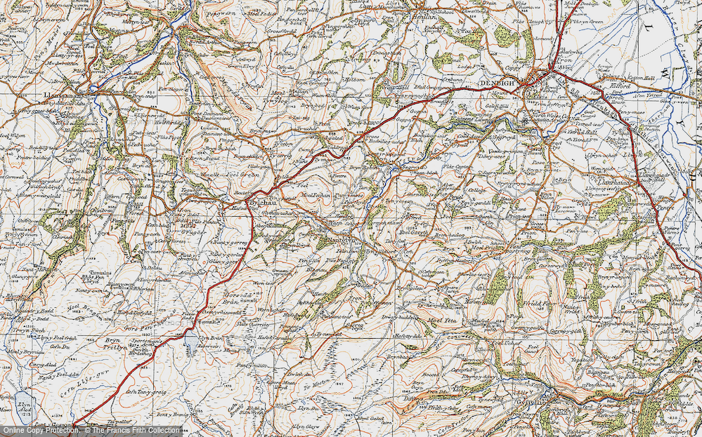 Old Map of Historic Map covering Bryn Robin in 1922