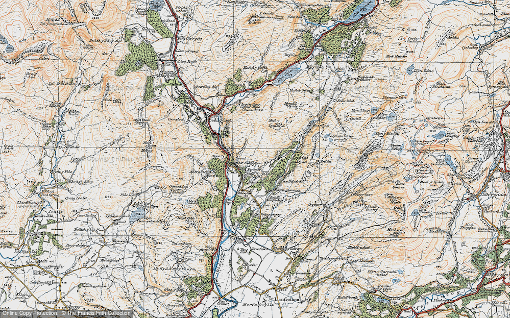 Old Map of Historic Map covering Yr Arddu in 1922