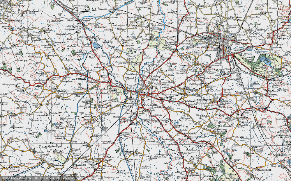 Old Map of Nantwich, 1921 in 1921