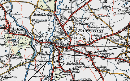 Old map of Nantwich in 1921