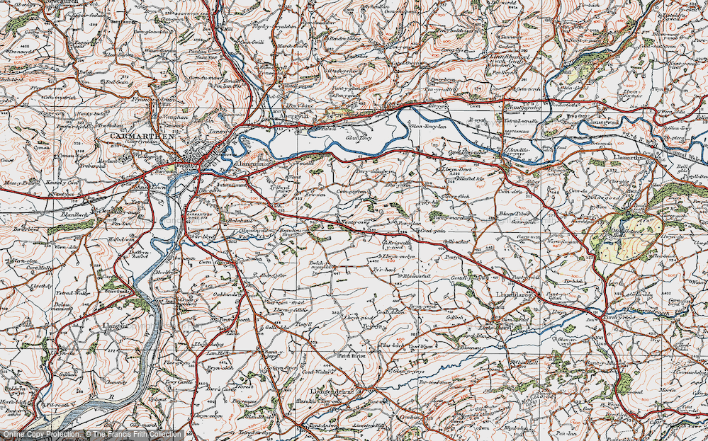 Old Map of Historic Map covering Brigwellt-Y-Coed in 1923