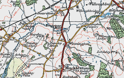 Old map of Willoughbridge Lodge in 1921
