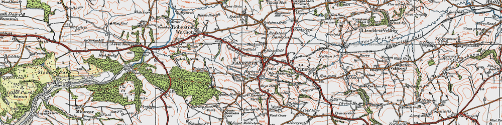 Old map of Narberth in 1922