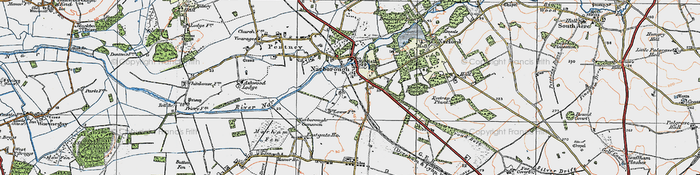 Old map of Narborough in 1921