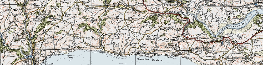 Old map of Battern Cliffs in 1919