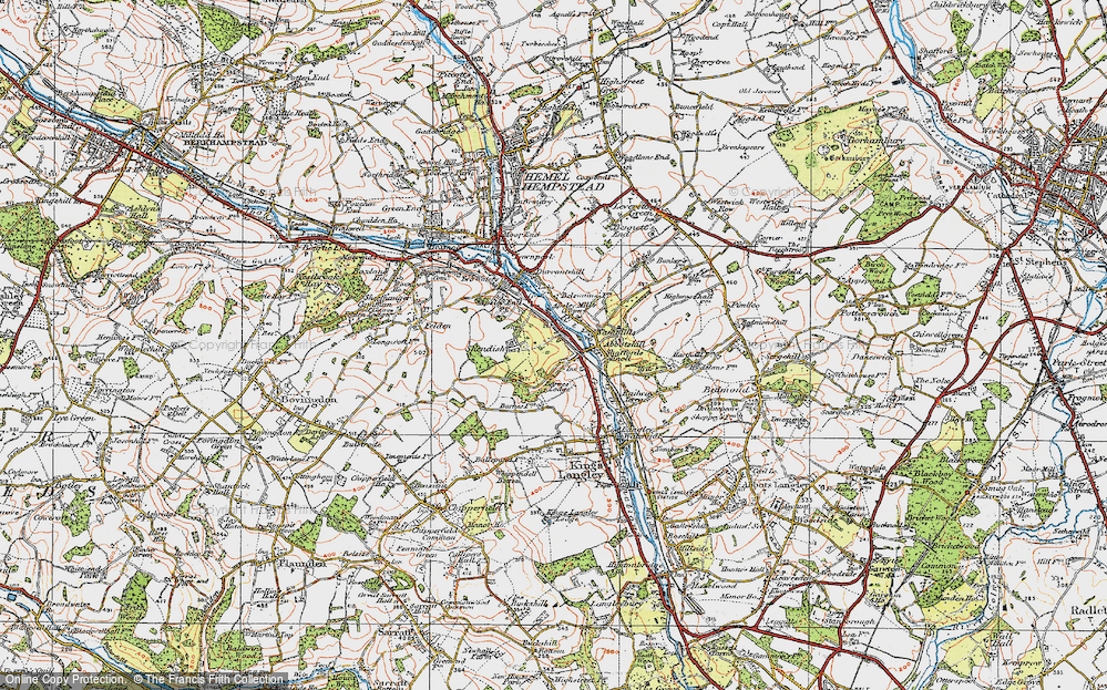 Old Map of Historic Map covering Shendish in 1920