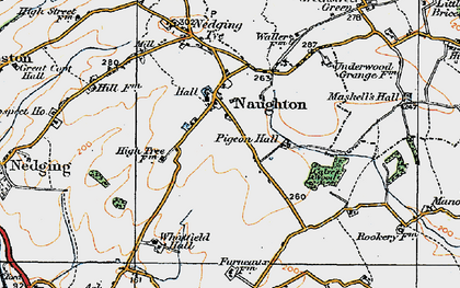 Old map of Naughton in 1921