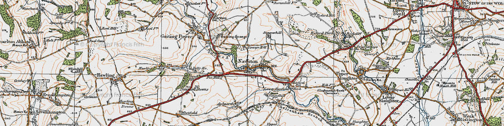 Old map of Naunton in 1919