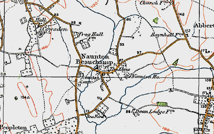 Old map of Naunton Beauchamp in 1919