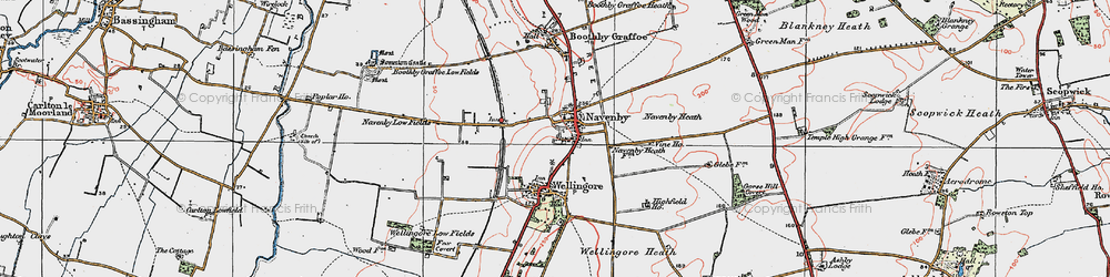 Old map of Navenby in 1923