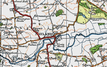 Old map of Nayland in 1921