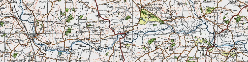Old map of Nayland in 1921
