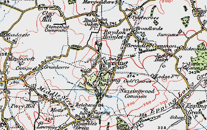 Old map of Nazeing in 1919