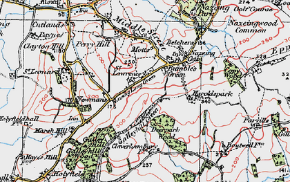 Old map of Nazeing Long Green in 1920