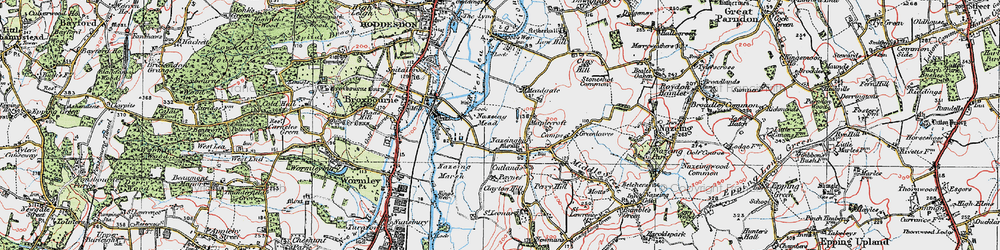 Old map of Nazeing Mead in 1919