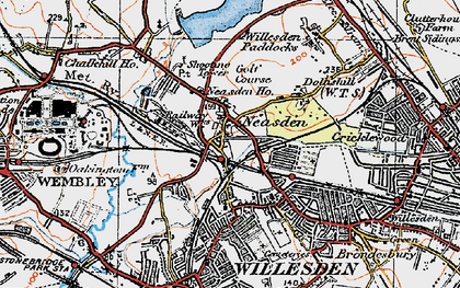 Old map of Neasden in 1920