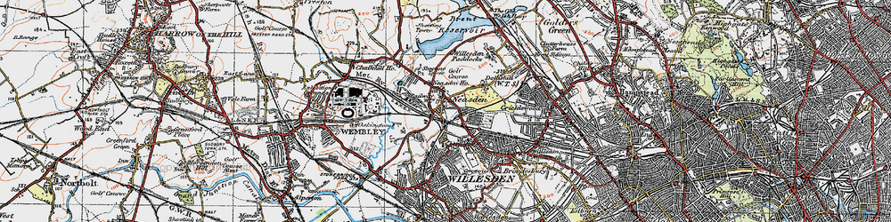 Old map of Neasden in 1920