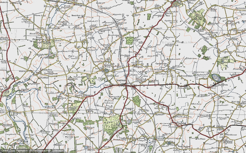 Old Map of Neaton, 1921 in 1921