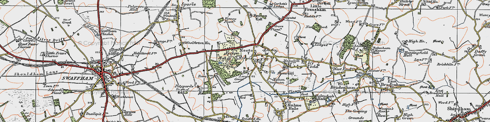 Old map of Necton in 1921