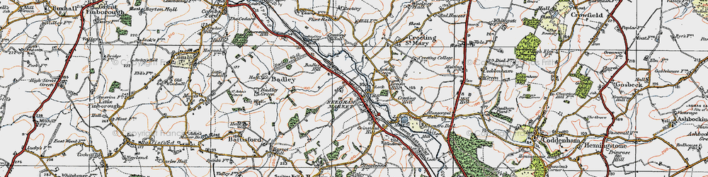 Old map of Needham Market in 1921